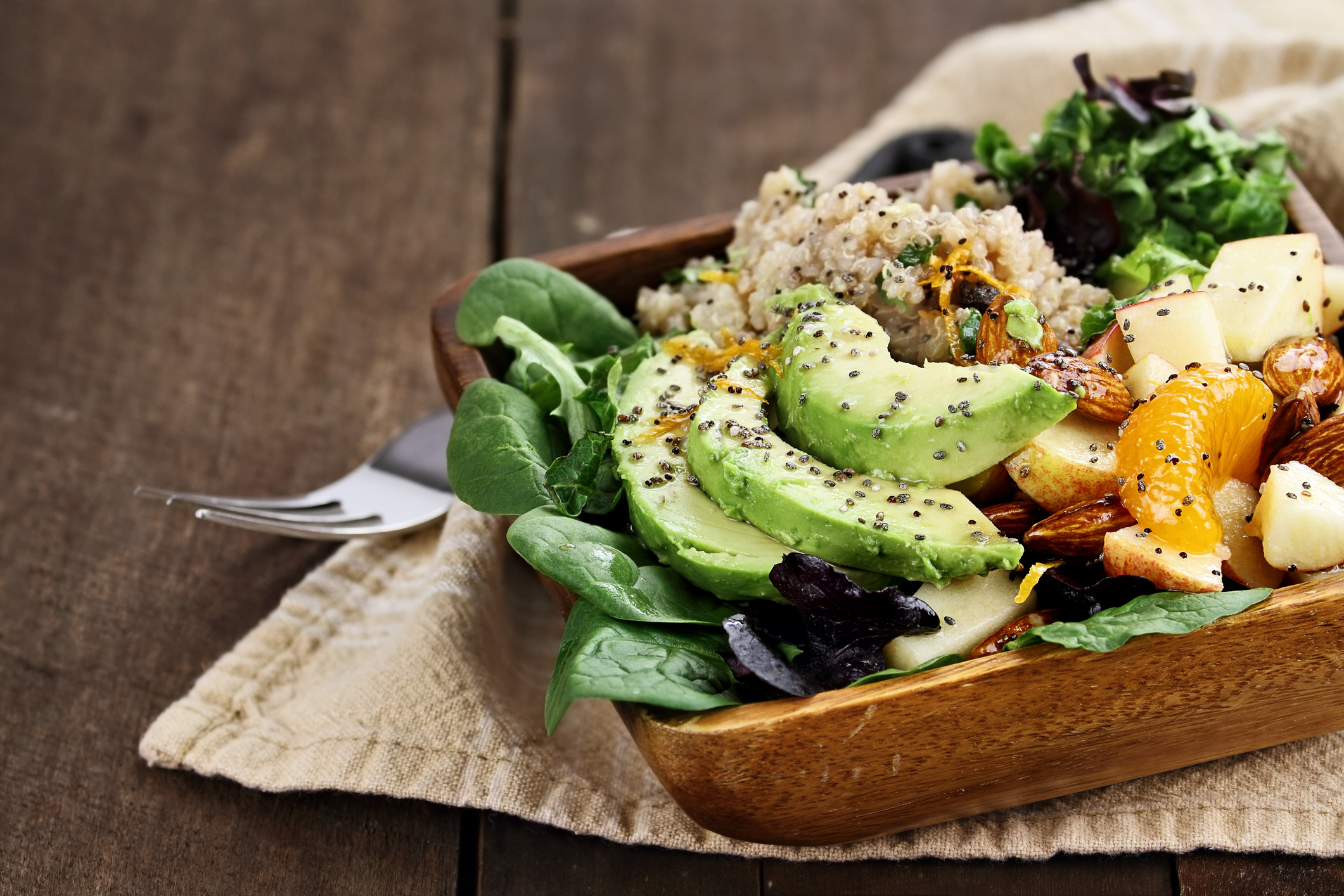 Quinoa, avocado and apple salad. Perfect for the detox diet or just a healthy meal.